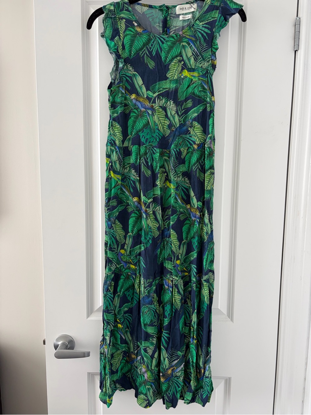 Green Tropical Leaf Maxi Slip Dress by Rails